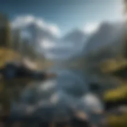 Serene landscape with mountains and a calm lake