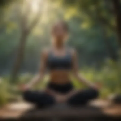 A serene yoga practice in nature, highlighting the physical postures.