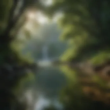 Tranquility in Nature A serene landscape with tranquil water and lush greenery