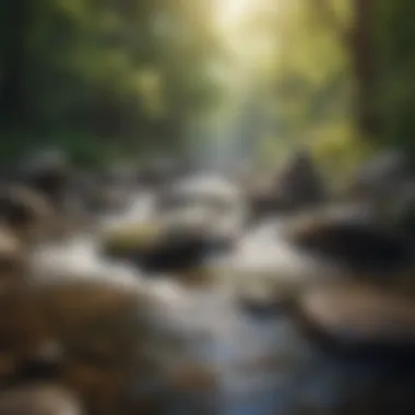 Flow of Serenity A gentle stream flowing, symbolizing the flow of thoughts and mindfulness.