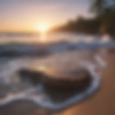 Nature's rhythm aiding relaxation Gentle waves lapping at a peaceful shore