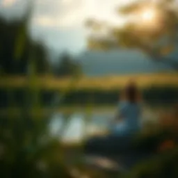 A meditative nature scene showcasing tranquility and mindfulness.