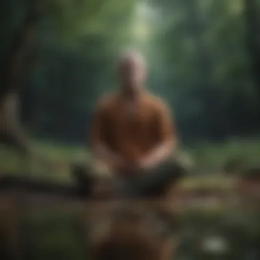 A person meditating in nature