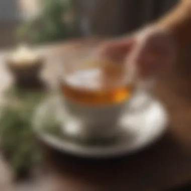 Close-up of a cup of herbal tea, representing relaxation and comfort.