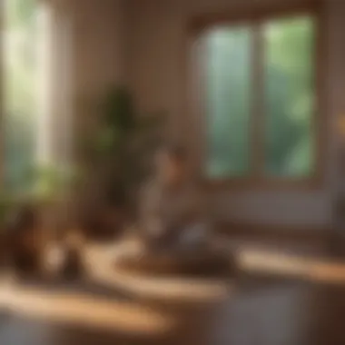 Creating a Mindful Environment A peaceful meditation space with soft lighting and calming decor