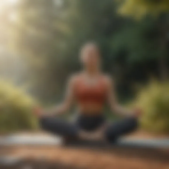 A refreshing scene of a person engaging in morning yoga outdoors