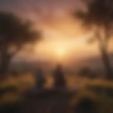Embracing the Dawn A serene sunrise over a calm landscape
