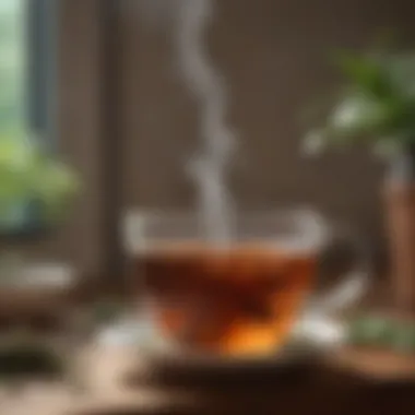 Savoring Moments: The Essence of Mindful Drinking A close-up of a steaming cup of herbal tea, symbolizing relaxation and mindfulness