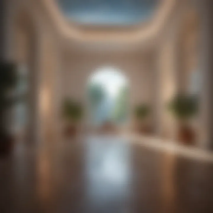 A serene meditation space with soft lighting and calming elements
