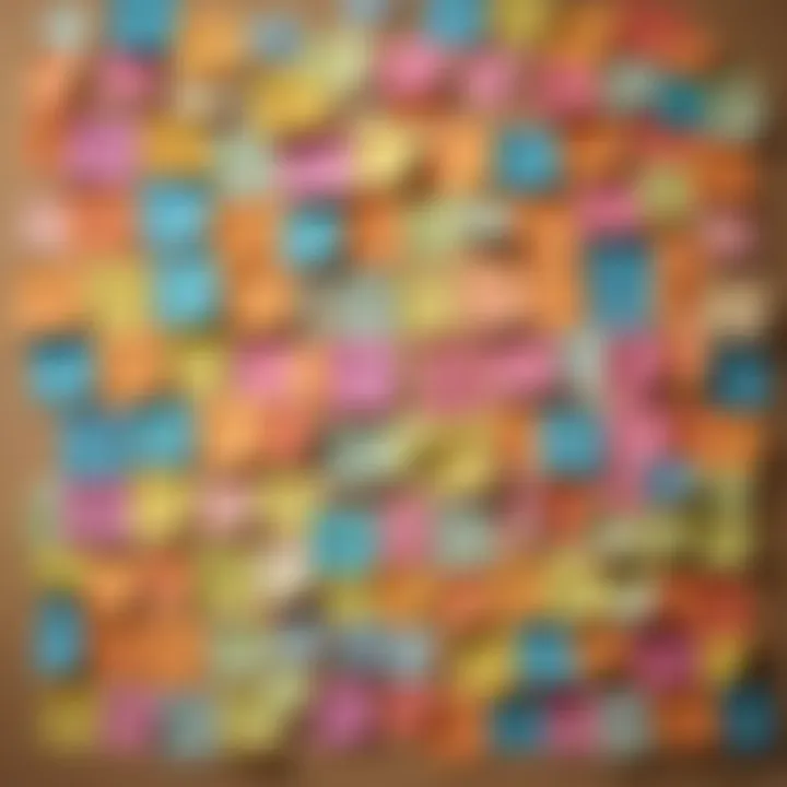 An array of colorful post-it notes with positive affirmations, encapsulating the essence of happy thoughts