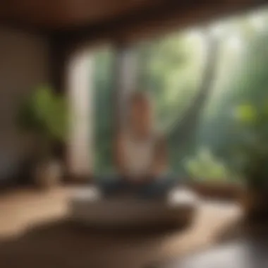Finding Inner Peace A tranquil meditation space adorned with calming elements, promoting mindfulness.