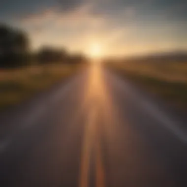 The Path to Mindfulness: Open Roads An open highway stretching into the sunset, symbolizing freedom and mindfulness