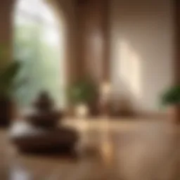 A serene space for meditation with soft lighting