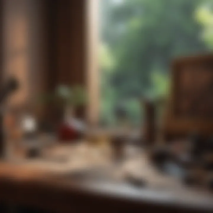 An artistic workspace with creative tools