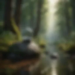 A serene nature scene depicting tranquility