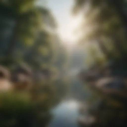 Visualization of a serene landscape promoting tranquility