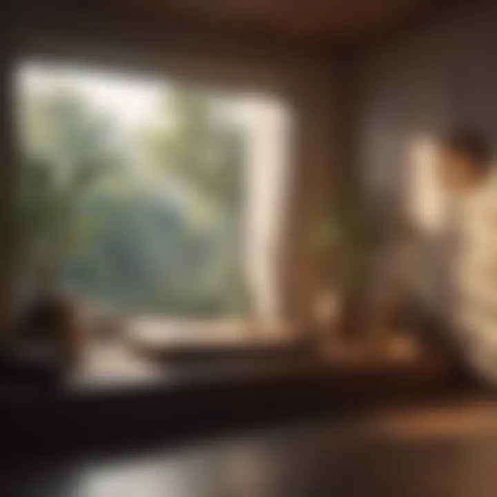 A calming space with soft lighting and comfortable seating for meditation