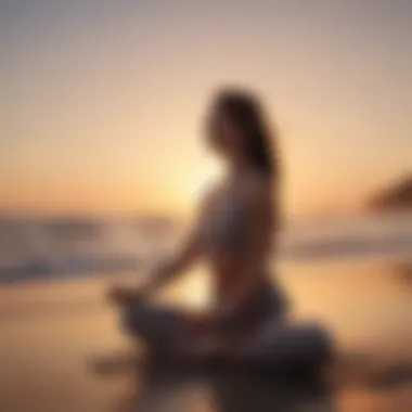 An individual practicing yoga on a beach at sunset, embodying peace