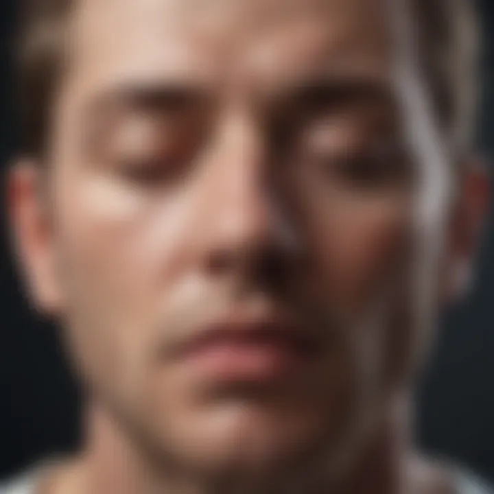 Close-up of a person practicing deep breathing