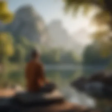 Tranquility and Focus in Meditation A serene landscape representing tranquility and focus