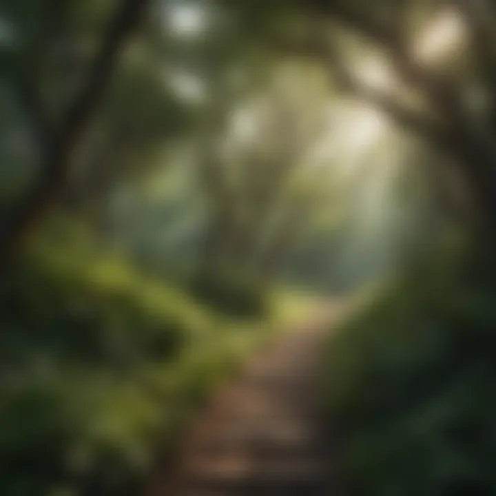 A winding path leading through a lush forest, representing personal growth