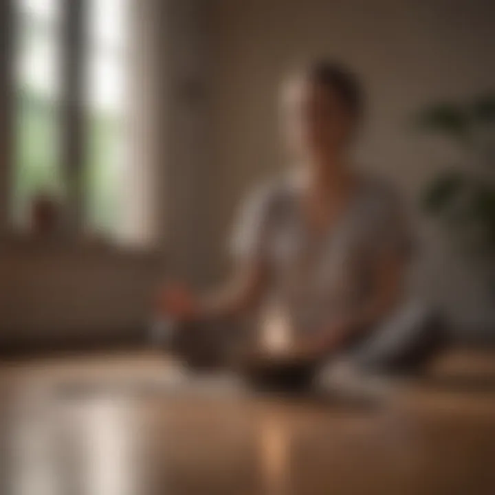 A person engaged in meditation with a timer set