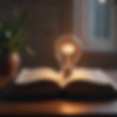 Illuminating Ideas for Confidence An open book with a light bulb above it, symbolizing ideas and inspiration.