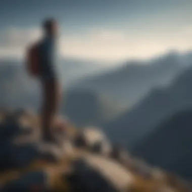 Confidence and Achievement A person standing on a mountain top, exuding confidence and achievement