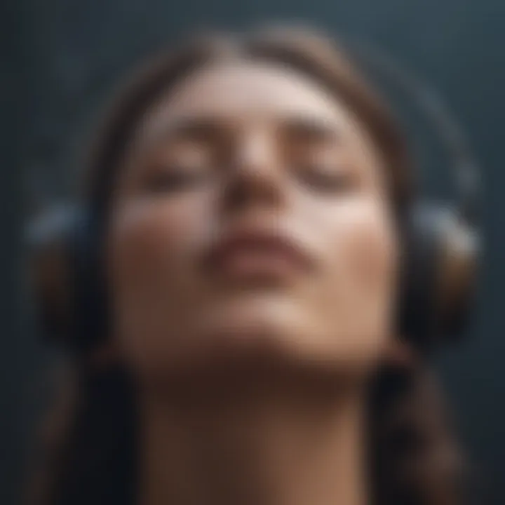 Close-up of a person enjoying music with eyes closed