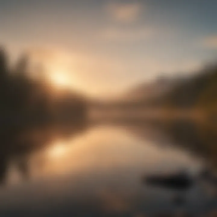 A serene sunrise over a calm lake, symbolizing a fresh start to the day