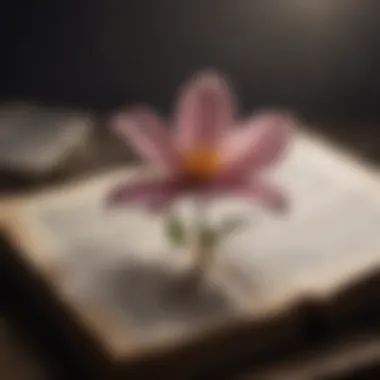 A withered flower resting on a weathered book