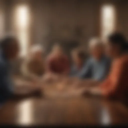 A heartwarming scene of community members collaborating for a charitable cause