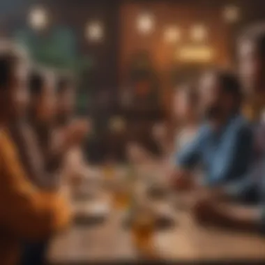 Vibrant Social Interaction A vibrant social gathering showcasing diverse individuals engaging in conversation.