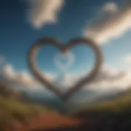 A serene landscape with a heart-shaped cloud