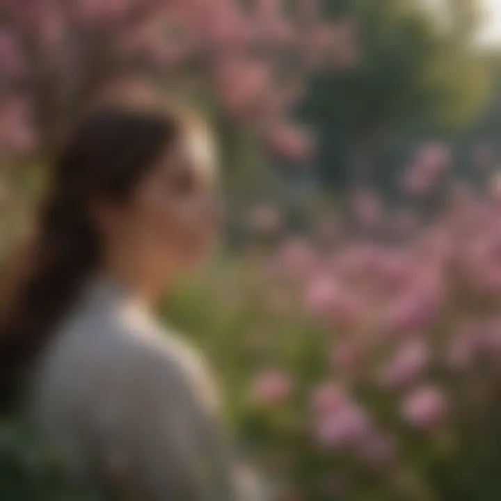 A serene landscape with blooming flowers representing love's beauty