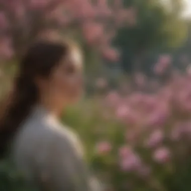 Love's Blossoming Beauty A serene landscape with blooming flowers representing love's beauty