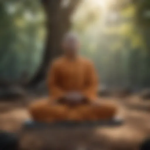 Buddha meditating in a serene environment