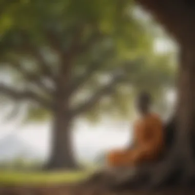 Buddha contemplating under a tree