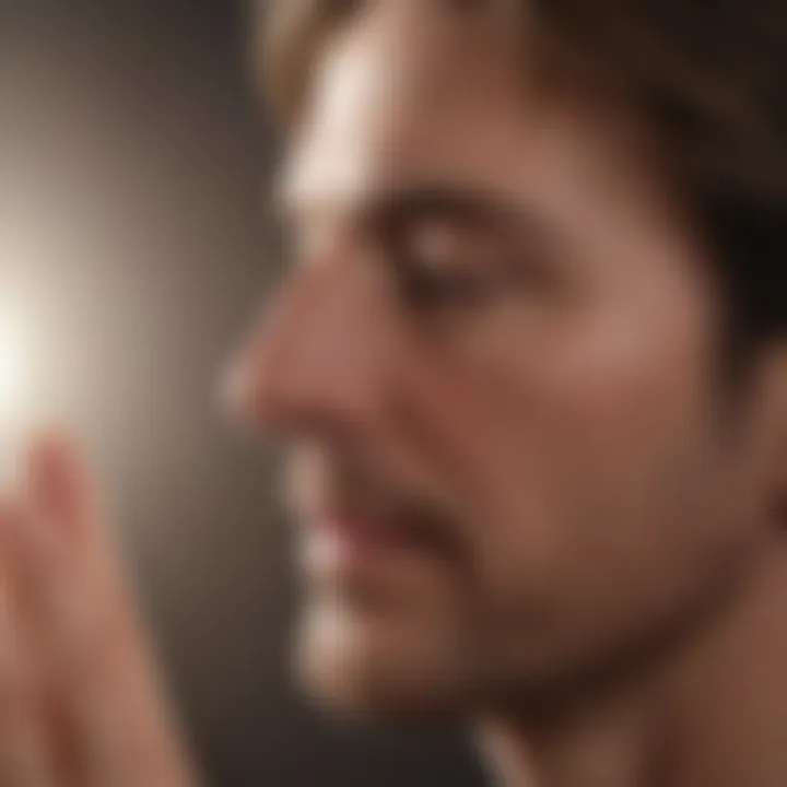 Close-up of a person practicing mindfulness meditation