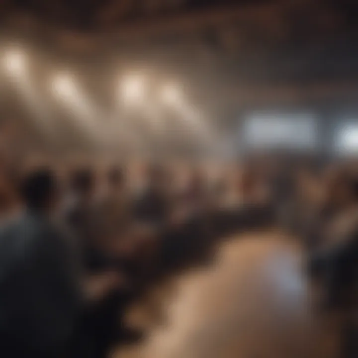 An inviting local event where individuals are mingling and networking with each other.
