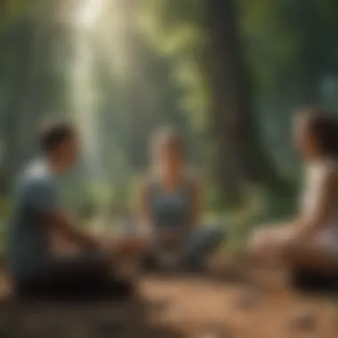 Outdoor Activities for Friendship Cultivation A serene outdoor setting where individuals participate in group activities, fostering friendships.