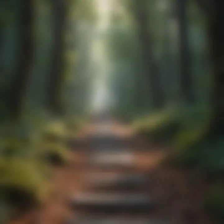 A pathway through a tranquil forest representing a journey of self-discovery