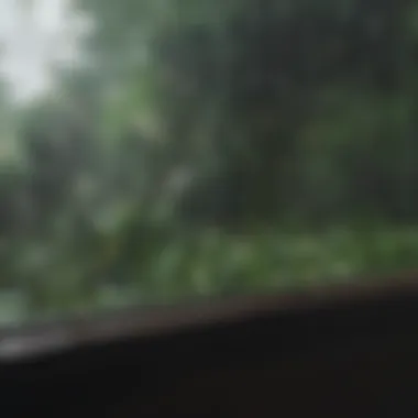 Rain falling on a window, creating a soothing atmosphere