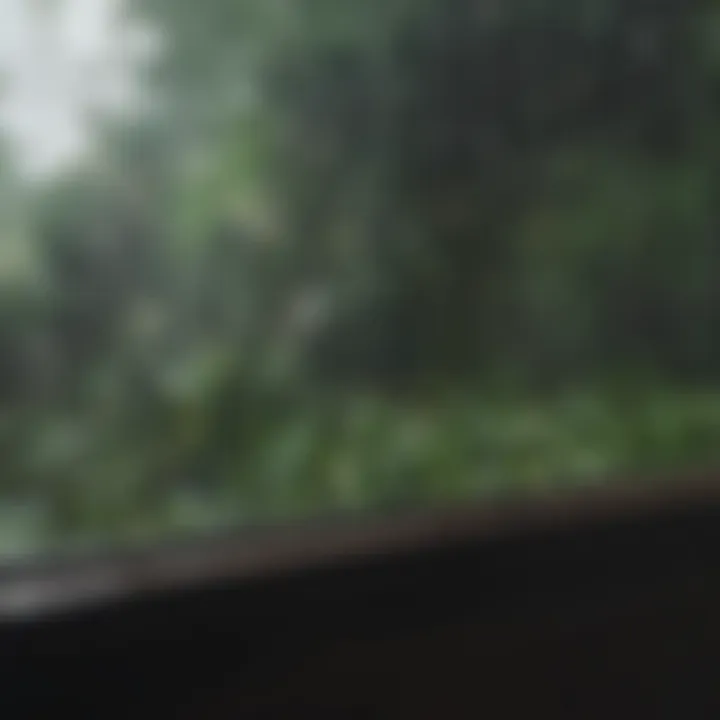 Rain falling on a window, creating a soothing atmosphere