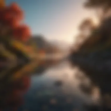 A tranquil digital landscape showcasing vivid colors for meditation.