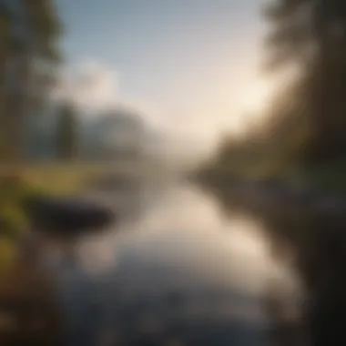 Tranquil Landscape Inspiring Gratitude A serene landscape depicting tranquility to evoke feelings of gratitude.