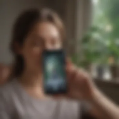 User interacting with a meditation app on a smartphone