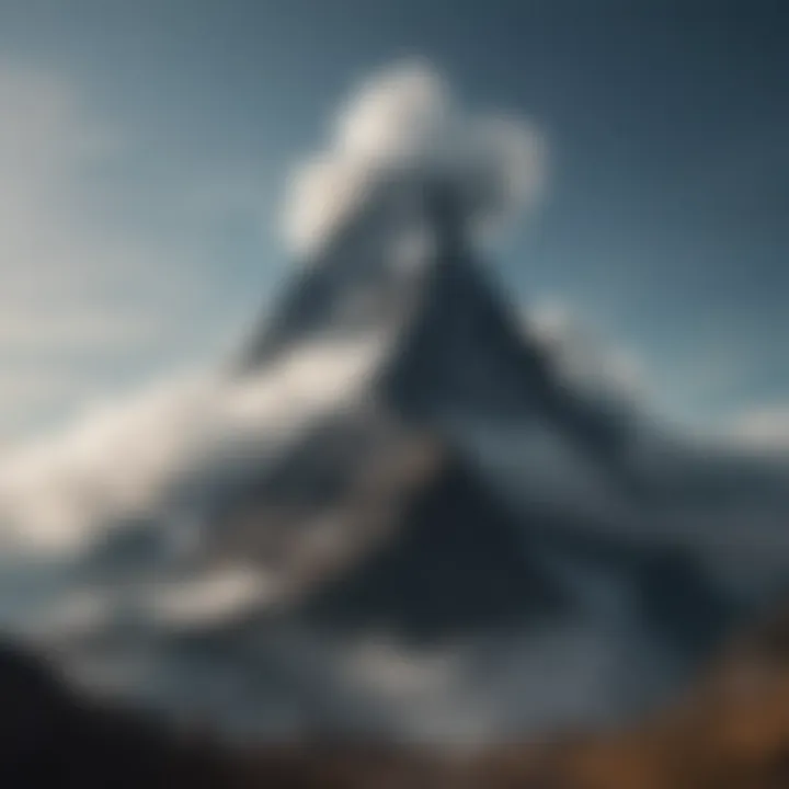 A mountain peak shrouded in clouds, embodying the journey of resilience.