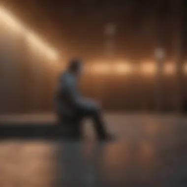 The Isolation of Social Anxiety A person sitting alone, lost in thought in a bustling environment