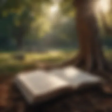 An open book under a tree, inviting contemplation and reflection